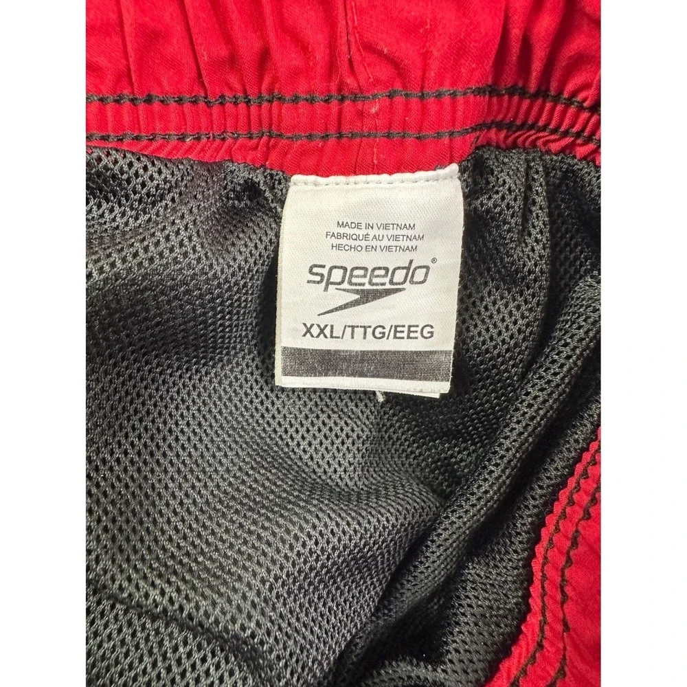 Speedo Men's Swim‎ Trunks Black Board Shorts Cargo Pocket White Piping XXL